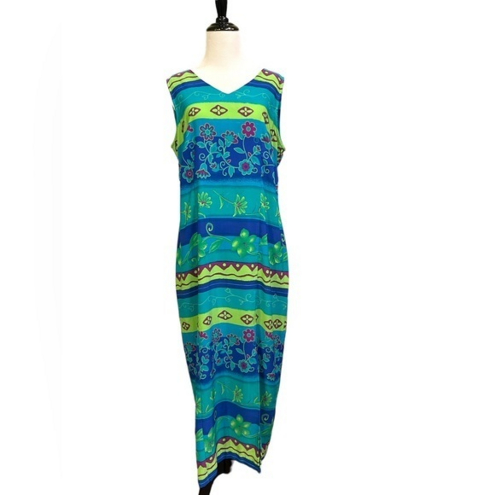 Studio C Sleeveless Blue/Green Maxi Dress Size 12 Women's‎